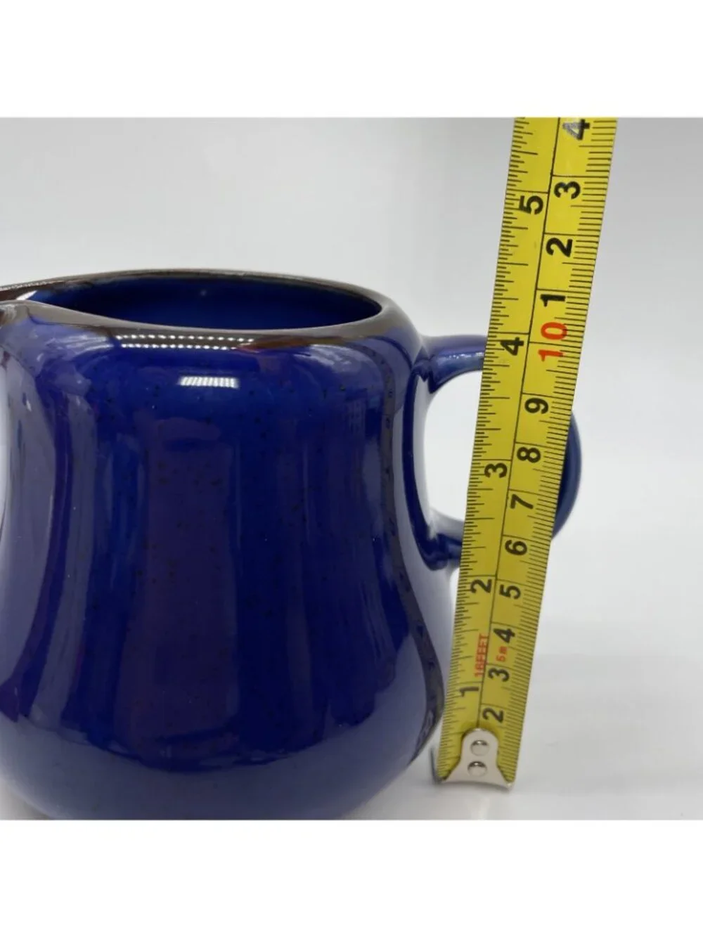 IKEA Fargrik Dark Blue Speckled Brown Rim 4” Pitcher Jug Creamer 15199